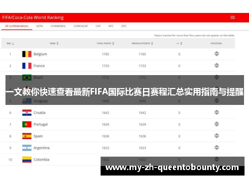 一文教你快速查看最新FIFA国际比赛日赛程汇总实用指南与提醒